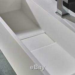 Stone Resin Basin 600mm by 300mm Countertop Wall Mounted Square Bathroom Sink