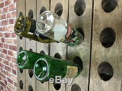 Stunning 60 Bottle Antique French Wine Rack Vintage Oak Wall Mount Industrial