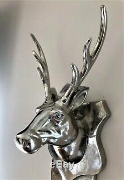 Stunning Chrome Nickel Silver Wine Rack Holder 4 Bottle Wall Mounted Stags Head