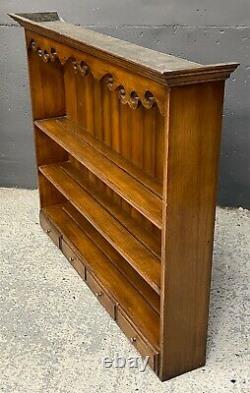 Super Antique Style Oak Wall Mounted Bookshelves / Plate Rack / Display Drawers
