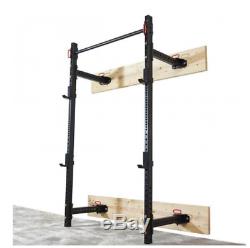 Swiss Barbell Folding Squat Rack Power Cage Wall Mounted Rig J-Hooks Brand New