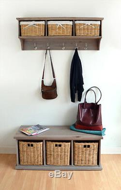 TETBURY Acacia Bench and Hanging shelf, QUALITY Hallway storage bench, coat rack