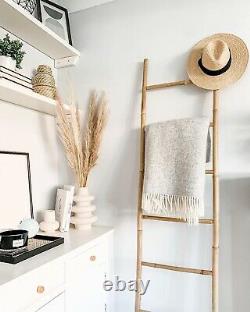 Tall Bamboo Blanket Towel Ladder with 5 Rungs Bathroom Rack Decor Shelf 171 cm