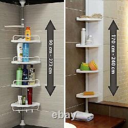 Telescopic 4 Tier Adjustable Bathroom Corner Shower Shelf Rack Caddy Organiser