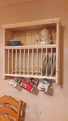 The Bleasdale. Traditional Wall Mounted Pine Storage Plate Rack