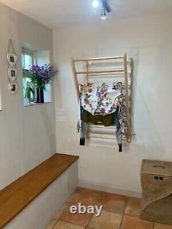 The Laundry Ladder Clothes Airer in Beech wood, wall mounted clothes drying rack