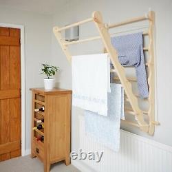 The Laundry Ladder a wall mounted clothes drying rack, stylish, portable and eco