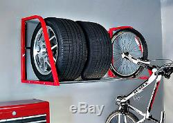 Tire Rack Wall Mount Wheels Holder Storage Garage Steel Shelf 375 lbs Capacity