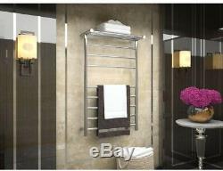 Towel Warmer Bar Rack Electric Bathroom Heated Wall Mount Home Plug In Chrome