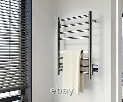 Towel Warmer Polished Chrome for Bathroom Wall Mounted Drying Rack Plug-In Elect