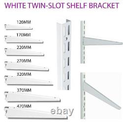 Twin Slot Shelving WHITE Uprights and Brackets Adjustable Strong Rack Wall Shelf