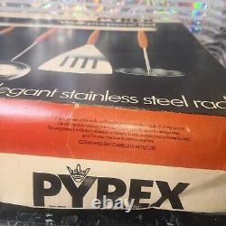 Unused Pyrex Wall Purpose Handy Kitchen Tool Utensil Set On Stainless Steel Rack