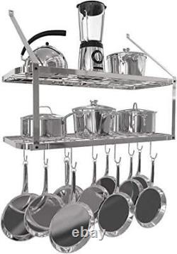 Vdomus Hanging Pot and Pan Rack Wall Mounted Hanging Pot Rack for Kitchen S