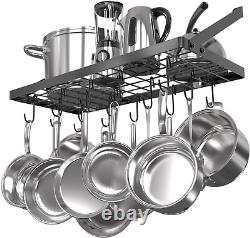Vdomus Pot Rack Wall Mounted, Kitchen Square Grid Pots and Pans Organizer and St