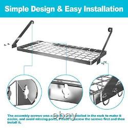 Vdomus square grid wall mount pot rack kitchen cookware hanging organizer wit
