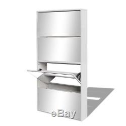 VidaXL Shoe Cabinet Organiser Rack Stand 4-Layer Mirror Oak/White 63x17x134 cm