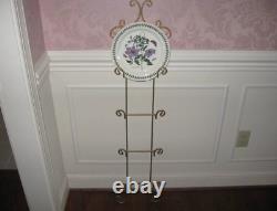 Vintage 1990's 45 x 11 Wall Mounted 4 Plate Rack Holder Gold Brass Tone Metal