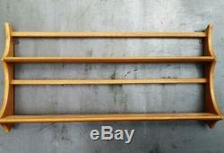 Vintage 70's Ercol Elm Plate Rack Wall Shelf superb condition golden dawn