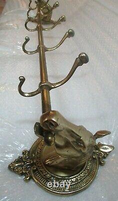 Vintage BRASS HORSE HEAD CLOTHES COAT RACK with WALL MOUNT-5 HOOKS affordable