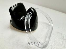 Vintage Black Ceramic Towel Bar Ring Holder Rod Rack Acrylic Mid Century Modern