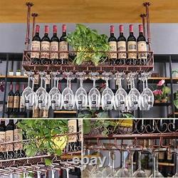 Vintage Ceiling-Mounted Bar Wine Rack Wine Glass Hanging Rack Shelf Restaurant