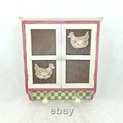 Vintage Egg Spice Herbs Rack Cabinet Rustic with Shelve and chickenwire Easter