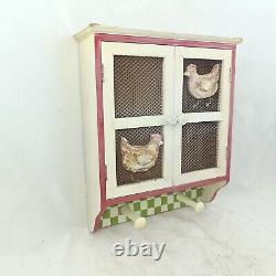 Vintage Egg Spice Herbs Rack Cabinet Rustic with Shelve and chickenwire Easter