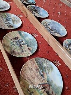 Vintage Handmade Wooden Plate Rack (c/w 8 plates)