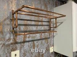 Vintage-Inspired Copper Pot Rack Wall-Mounted Shelf for Cookware