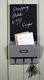 Vintage Letter Rack Holder With Key Hooks & Blackboard Wall Organiser White Grey