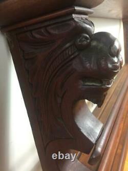 Vintage Ornate CARVED Wood LION HEAD WALL Mount Wooden DISPLAY PLATE RACK SHELF