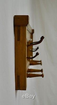 Vintage Pine Wall-Mounted Hat and Coat Rack