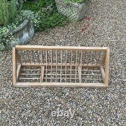Vintage Pine Wooden Plate Rack Farmhouse Wall Mounted Long Triangular Rustic