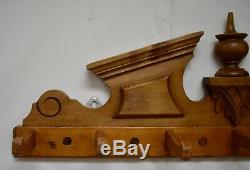 Vintage Pine and Beech Wall-Mount Hat and Coat Rack