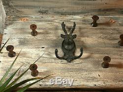 Vintage Retro Style Wooden Wall Mounted Coat Rack Hat Clothes Hanger Stag Head