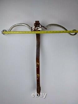 Vintage Solid Brass Wood Key Clothes Wall Hanger Hooks Archery Bow Form Rack