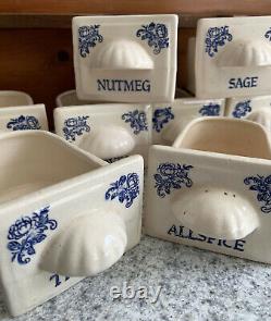 Vintage Spice Rack Ceramic Blue White Shabby Chic French Farmhouse Kitchen Retro