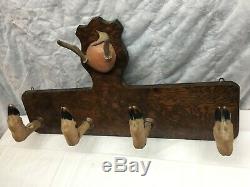Vintage Taxidermy Deer Hoof and Antler Gun Bow Rack Coat Hook Wall Mount NICE