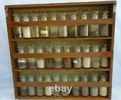 Vintage Three Mountaineers Herb & Spice Cabinet Spice Rack w 30 Jars 1965