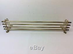 Vintage Used Brass Metal 4 Column Decorative Mitten Rack Wall Mount Hanger Shelf