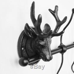 Vintage Wall Mounted Coat Hook Clothes Hanging Rack Stag Head Robe Holder 8Hooks