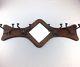 Vintage Wood Victorian Coat Rack With Mirror and Brass Barber Hooks Wall Mount