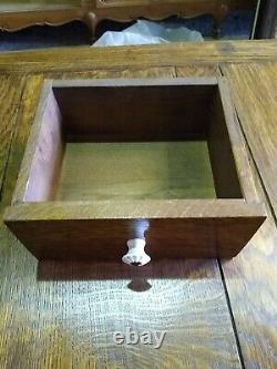 Vintage rustic French solid oak kitchen pan rack with shelves and spice drawers
