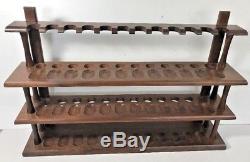 Vintage wooden 36 PIPE HOLDER Rack STAND Wall Mount Wood Display Pipes 3 Shelf