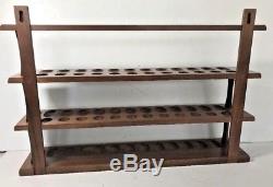 Vintage wooden 36 PIPE HOLDER Rack STAND Wall Mount Wood Display Pipes 3 Shelf