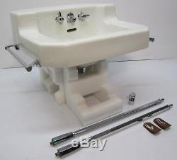 Vtg 1940s Kohler Wall Mount Porcelain Bathroom Sink Towel Rack Chrome Legs K1605