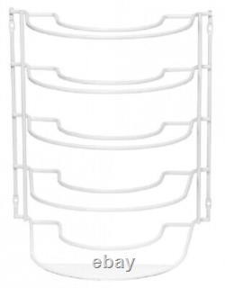 WIRE TIERED POT & PAN RACK 25.5x24x29cm Wall-Mountable, Steel WHITE