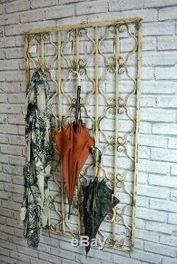 Wall Coat Hook Rack Cream Distressed Heavy Metal Hooks Ornate Unit