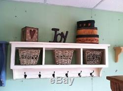 Wall Coat rack With Cubbies, Wall Storage Unit, Farmhouse Wall Mounted Coat Rack