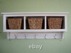 Wall Cubby Storage Unit Coat Rack Shelf with 3 Cubby Holes For Organization Rack